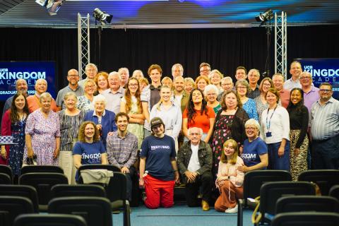 A photo of a group of students at a Kingdom Academy worship weekend